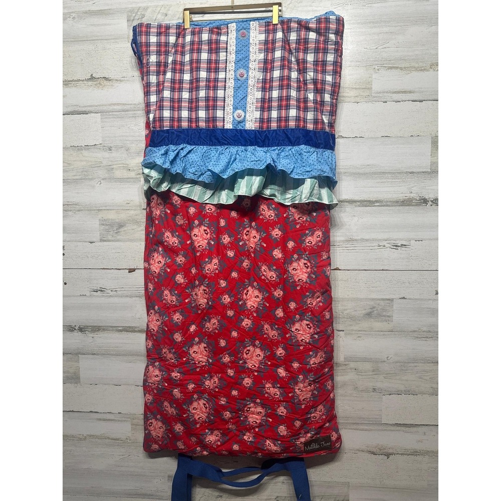 Matilda Jane Sleeping Bag Kids Red Blue Floral Plaid Ruffle EUC